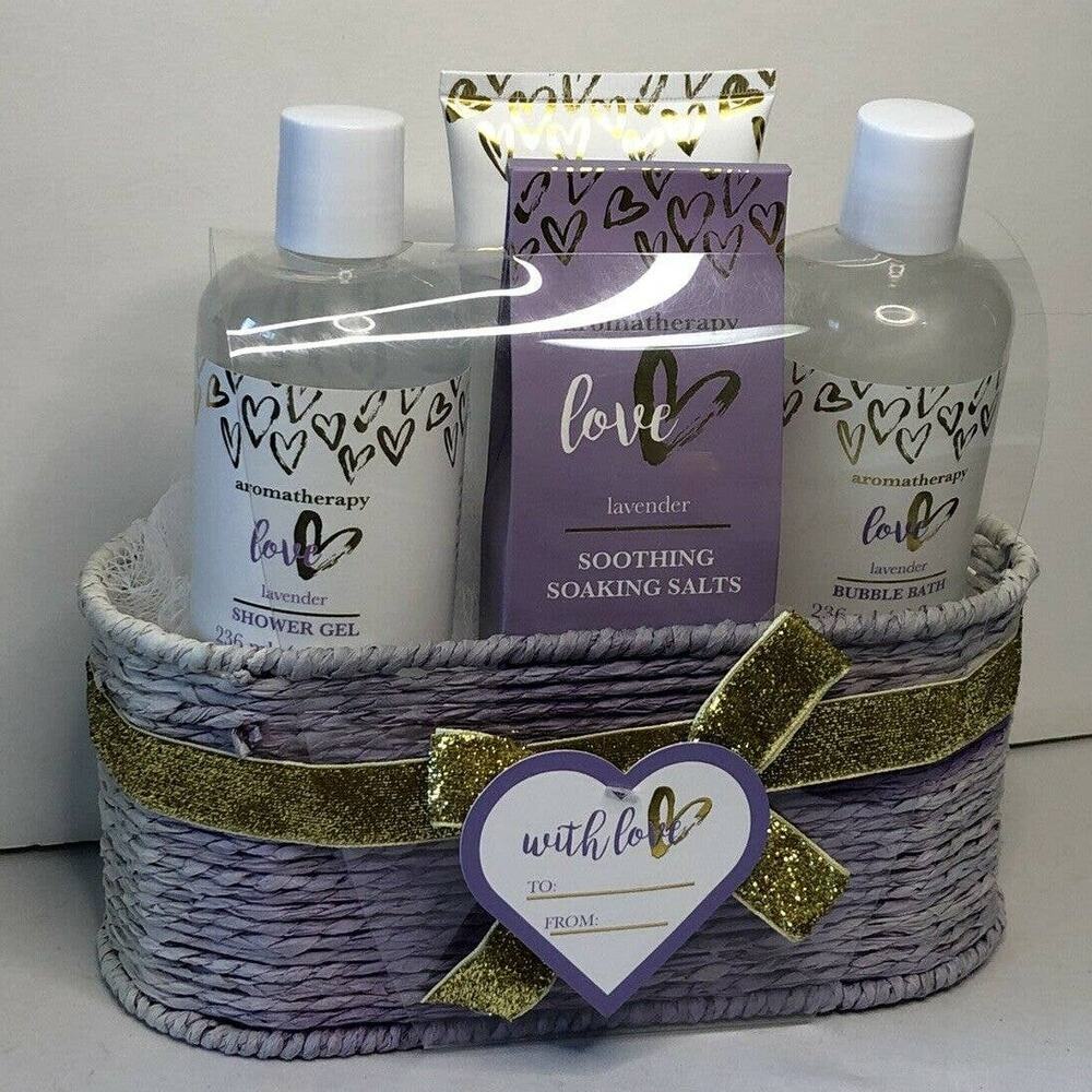 Love Lavender Aromatherapy Body & Bath Spa Gift Basket, 5pcs Gift Set for Women